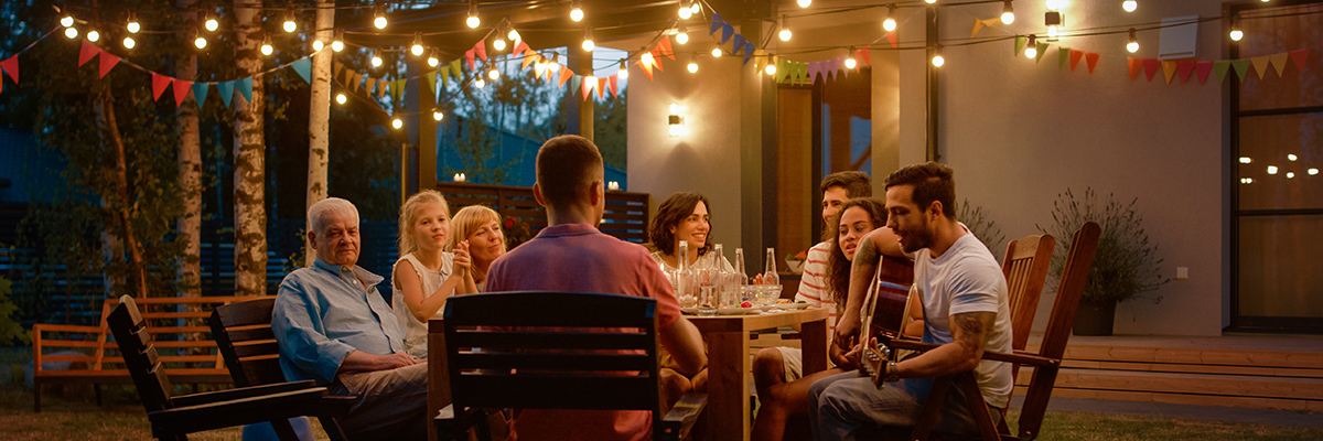 Outdoor dinner with family and friends