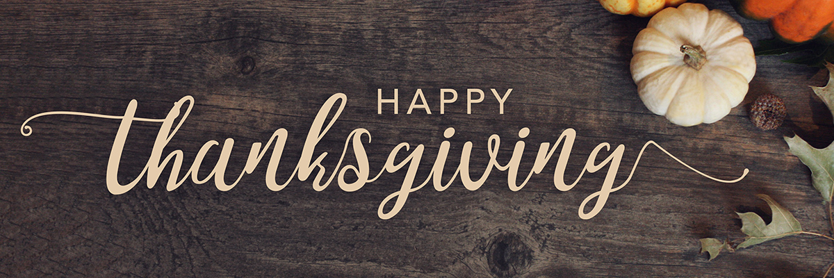 Happy Thanksgiving message on wood table