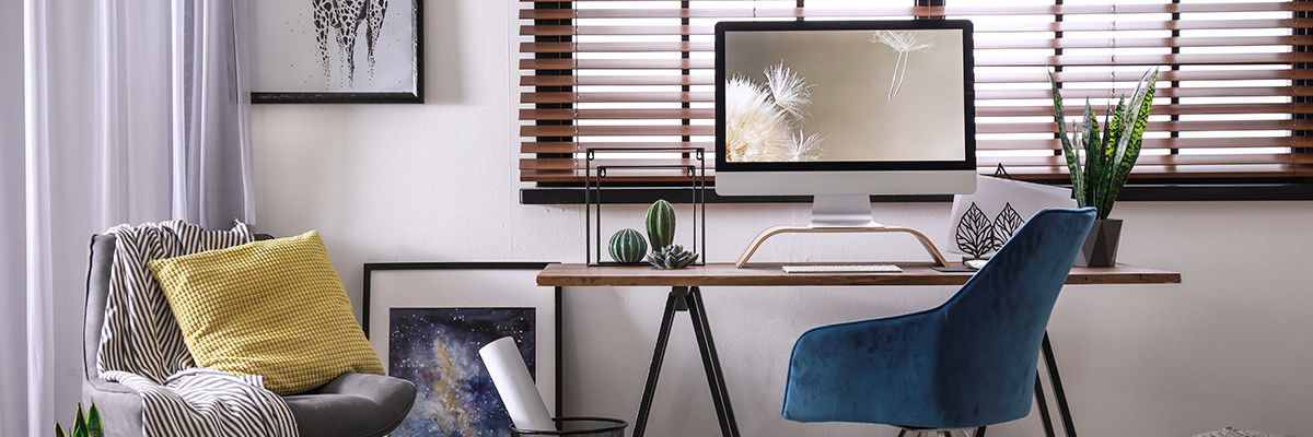 Home office desk with computer