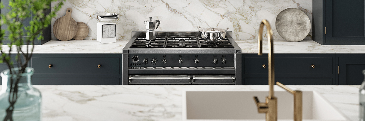 Kitchen counter with oven range